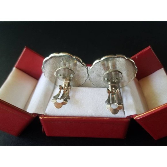 Silver and Blue Plastic Clip-on Earrings - Picture 9 of 10